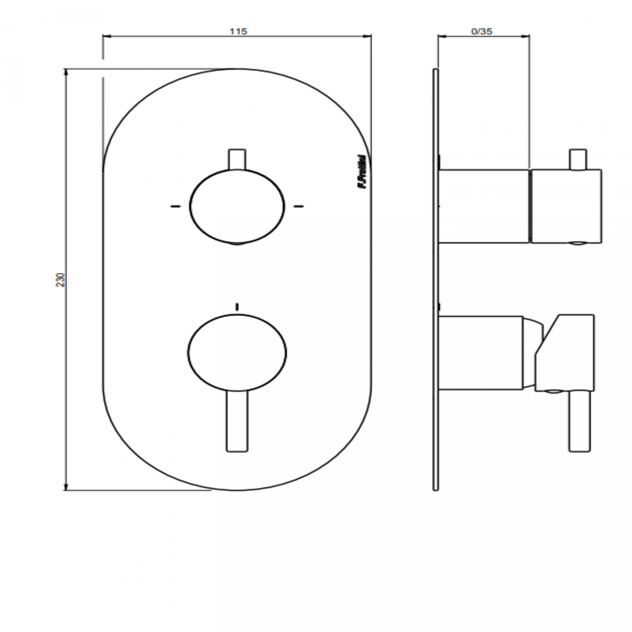F.lli Frattini Pepe XL, Single lever recessed 2 way