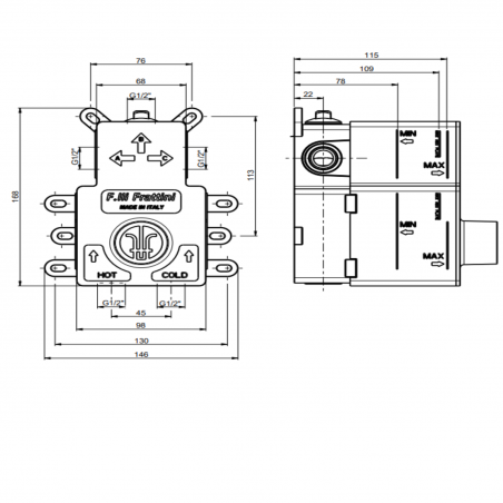 F.lli Frattini Pepe XL, Single lever recessed 2 way