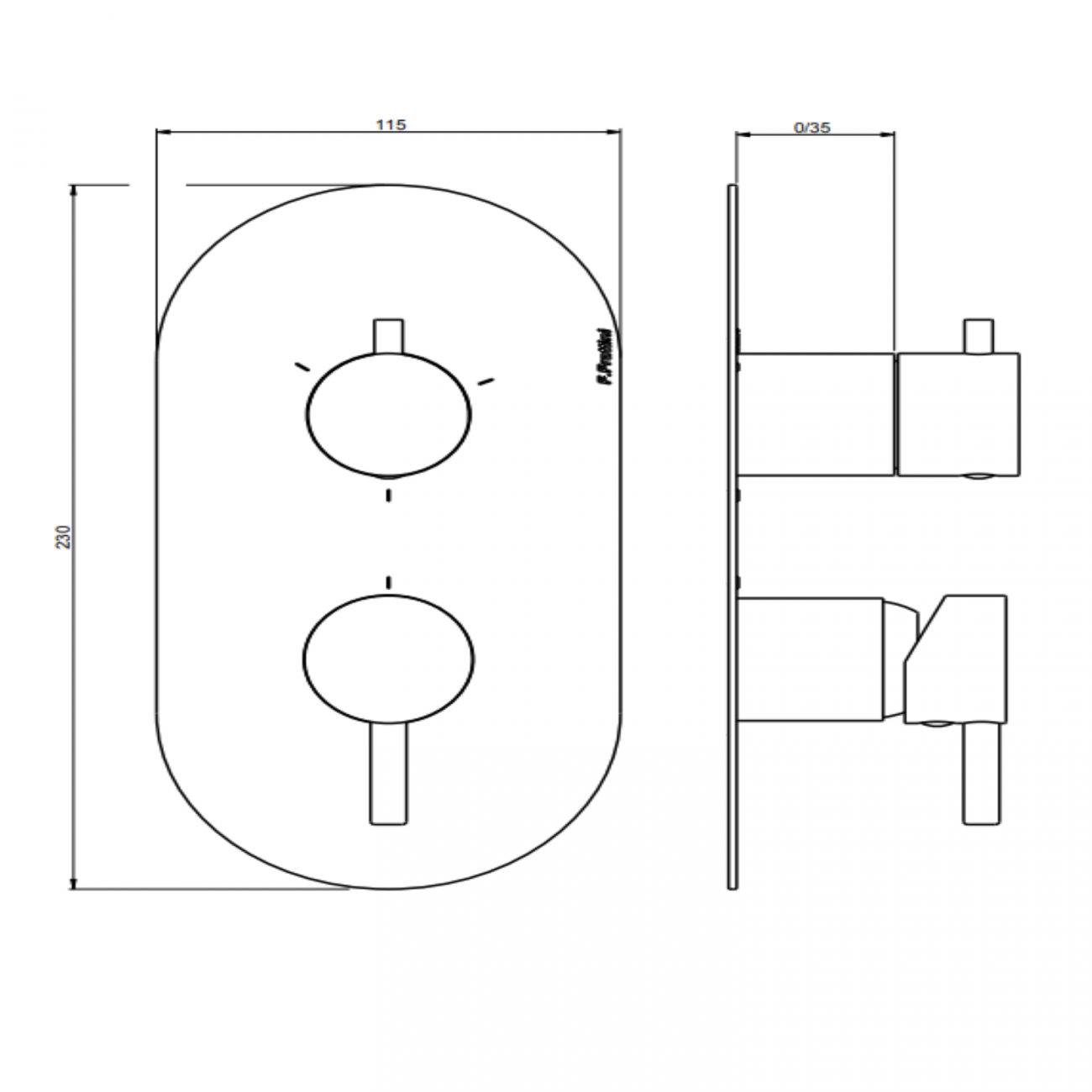 F.lli Frattini Pepe XL, Single lever recessed 3 ways