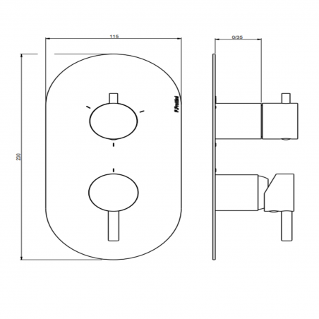 F.lli Frattini Pepe XL, Single lever recessed 3 ways