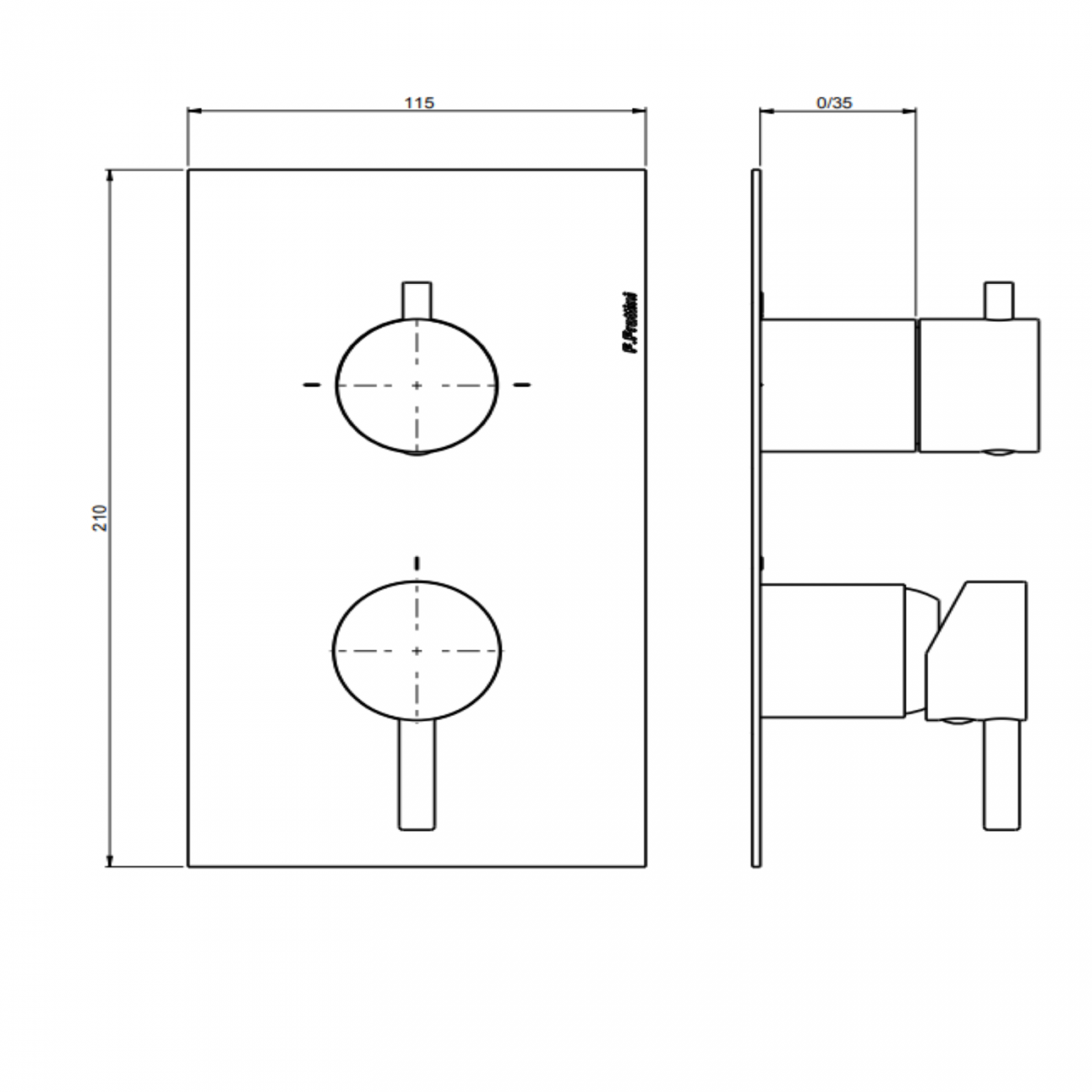 F.lli Frattini Pepe XL, Built-in single lever with 2-way diverter