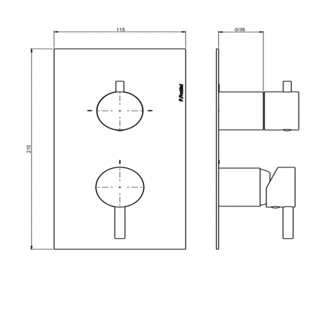 F.lli Frattini Pepe XL, Built-in single lever with 2-way diverter