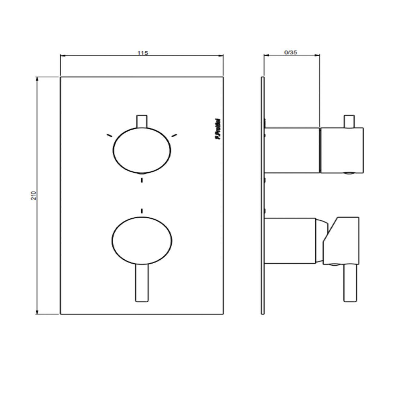 F.lli Frattini Pepe XL, Built-in single lever with 3-way diverter