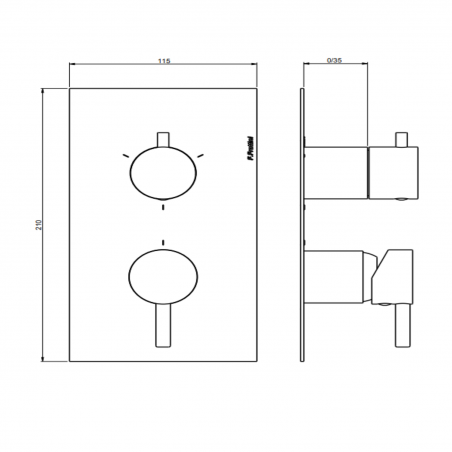 F.lli Frattini Pepe XL, Built-in single lever with 3-way diverter