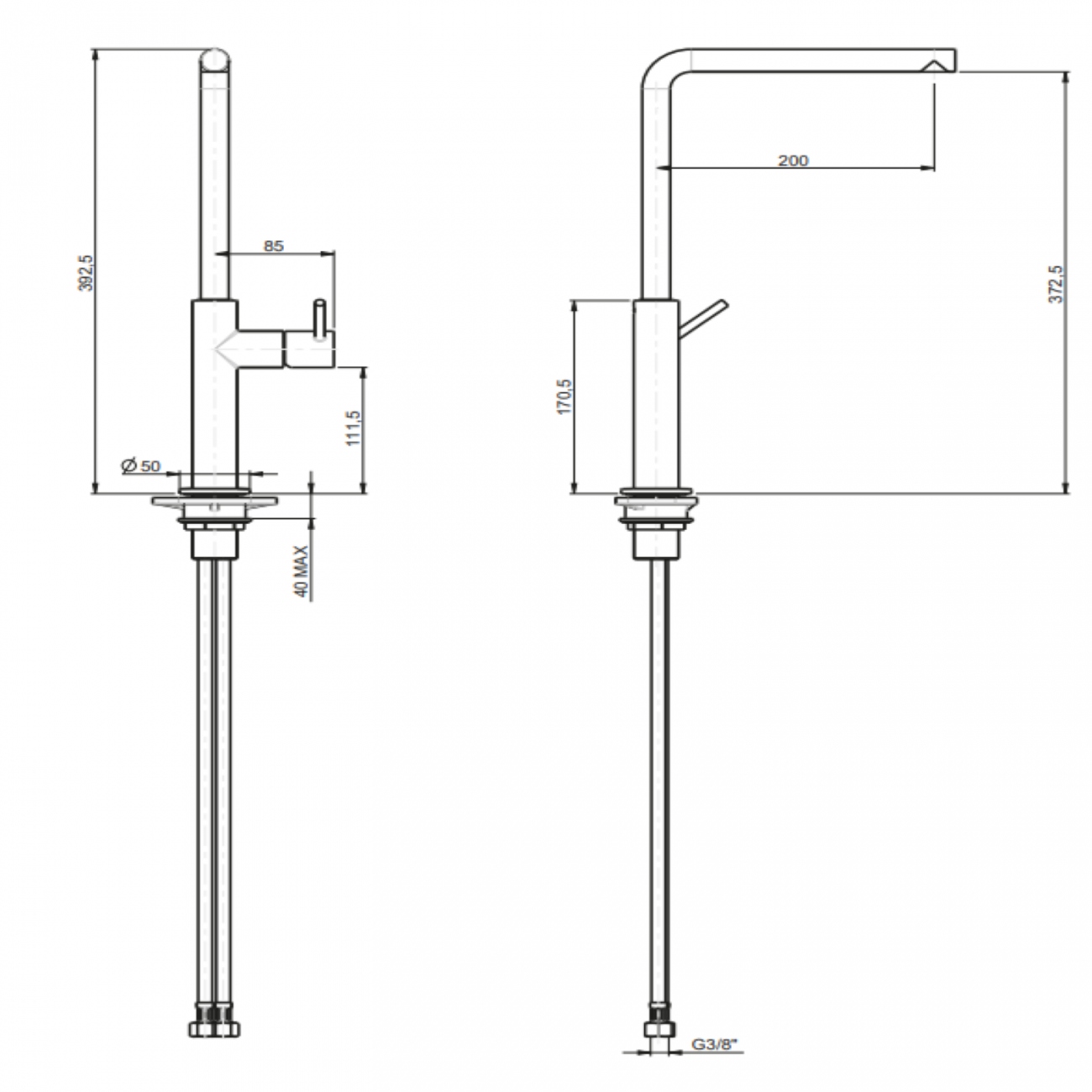 F.lli Frattini Pepe XL, Single-lever sink mixer, swivel spout