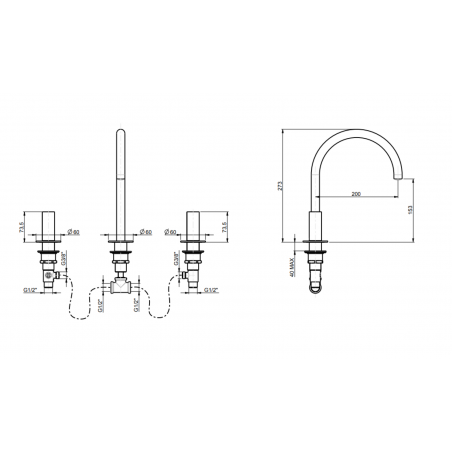 F.lli Frattini Pepe XL, Washbasin battery with fixed high mouth