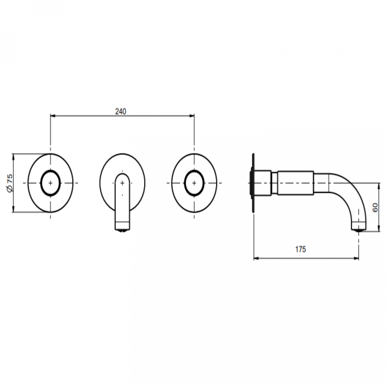 F.lli Frattini Pepe M Style, Battery washbasin wall mounted