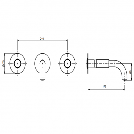 F.lli Frattini Pepe M Style, Batteria lavabo a parete