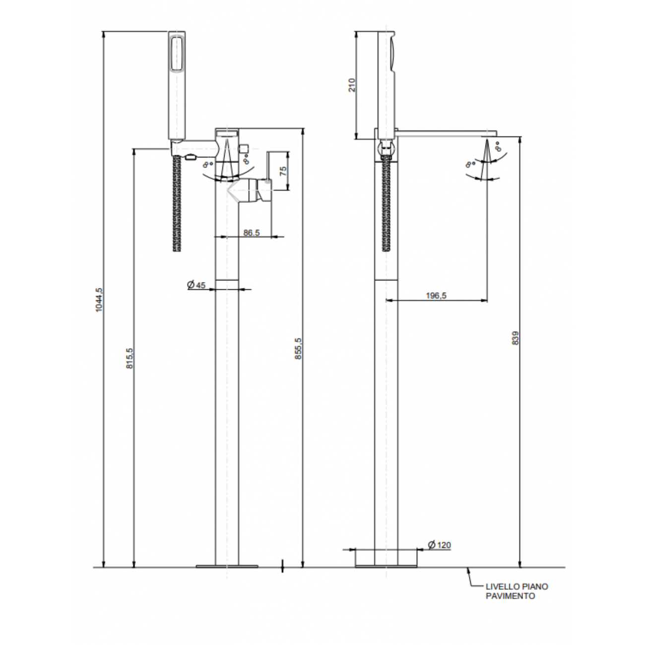 F.lli Frattini Gaia, Single lever bath floor