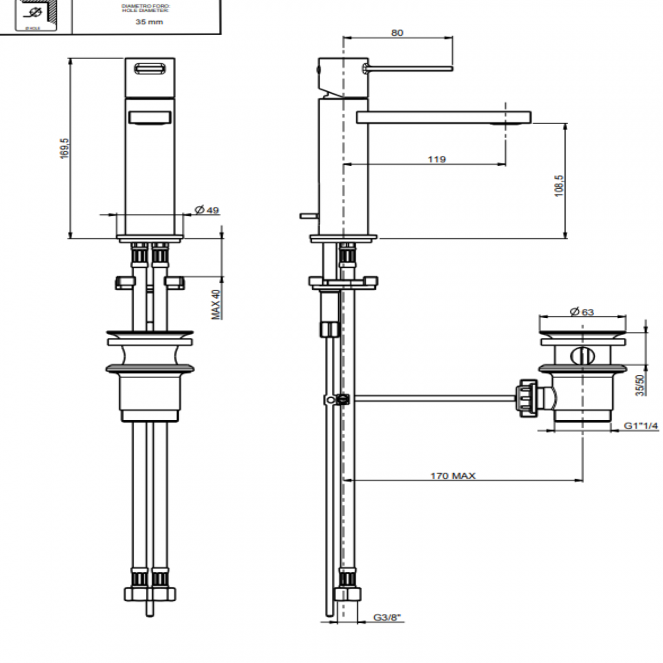 F.lli Frattini Gaia, Monocomando per lavabo con scarico 11/4