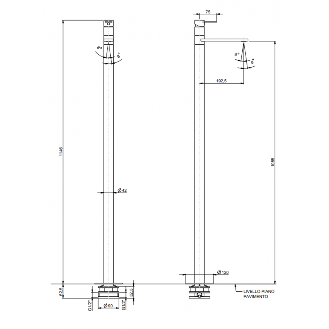 F.lli Frattini Gaia, Monocomando lavabo a pavimento