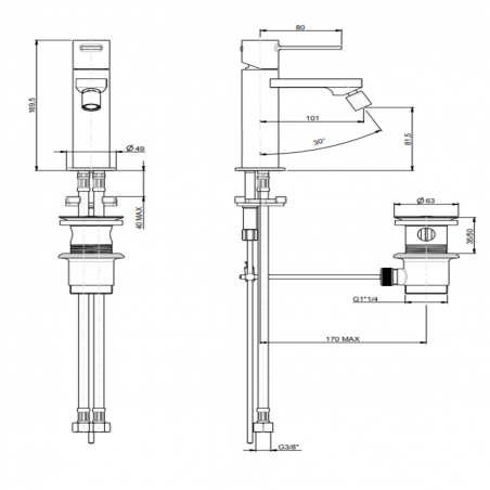 F.lli Frattini Gaia, Single-lever bidet mixer without pop-up waste
