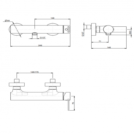 F.lli Frattini Gaia, Mitigeur de douche avec raccord inferieur 1/2