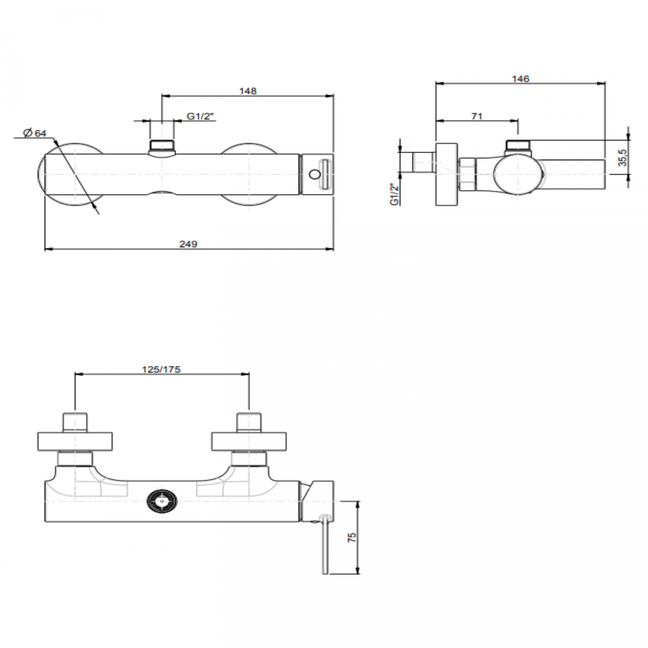 F.lli Frattini Gaia, External single-lever shower mixer with 3/4 upper connection