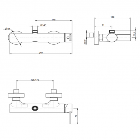 F.lli Frattini Gaia, External single-lever shower mixer with 3/4 upper connection