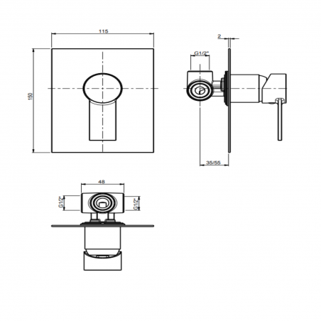 F.lli Frattini Gaia, Built-in single lever for shower