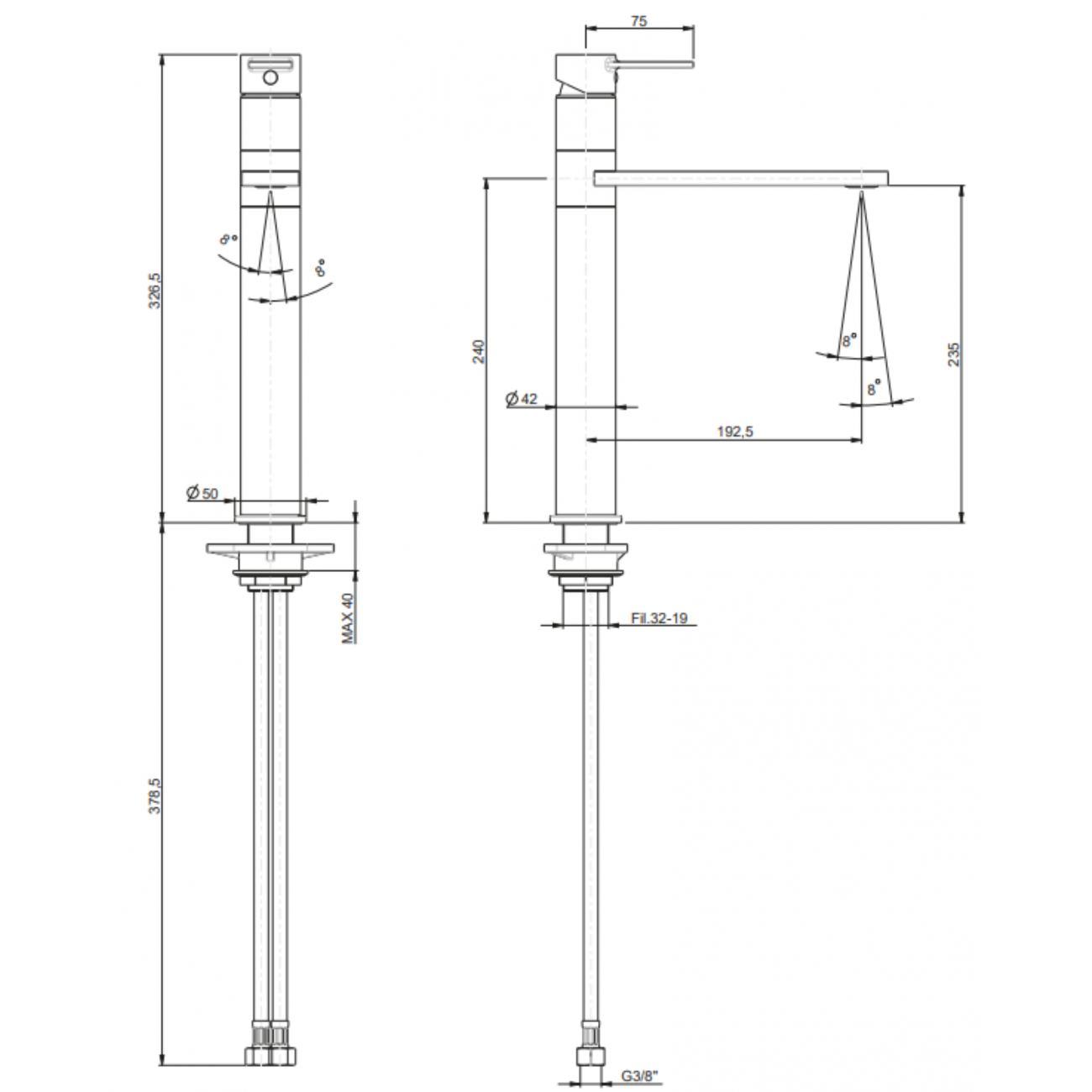 F.lli Frattini Gaia, Commande unique pour évier à un trou