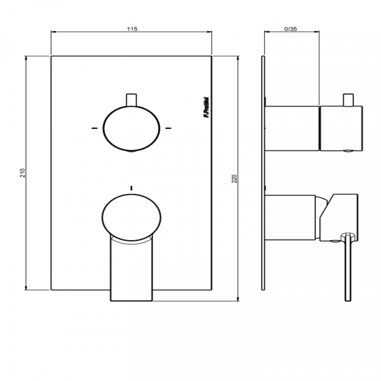 F.lli Frattini Gaia, Monocommande encastrée avec déviateur 2 voies