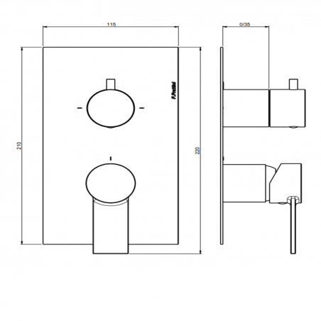 F.lli Frattini Gaia, Monocommande encastrée avec déviateur 2 voies