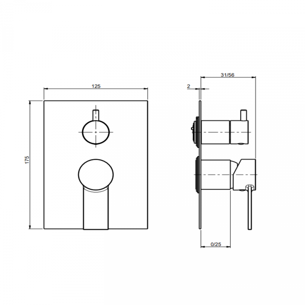 F.lli Frattini Gaia, Single-lever recessed 2-way, brass plate
