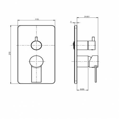 F.lli Frattini Gaia, Monocommande encastrée à 2 voies, plaque en ABS