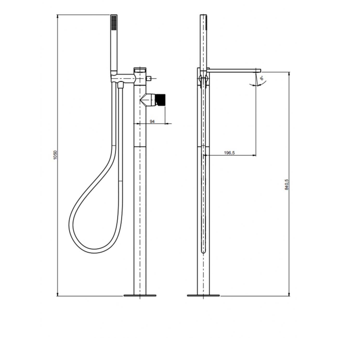 F.lli Frattini Gaia S, Single lever bath floor