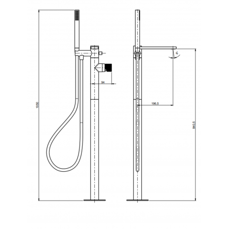 F.lli Frattini Gaia S, Single lever bath floor