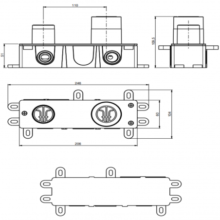 F.lli Frattini Gaia S, Wall-mounted washbasin battery without drain