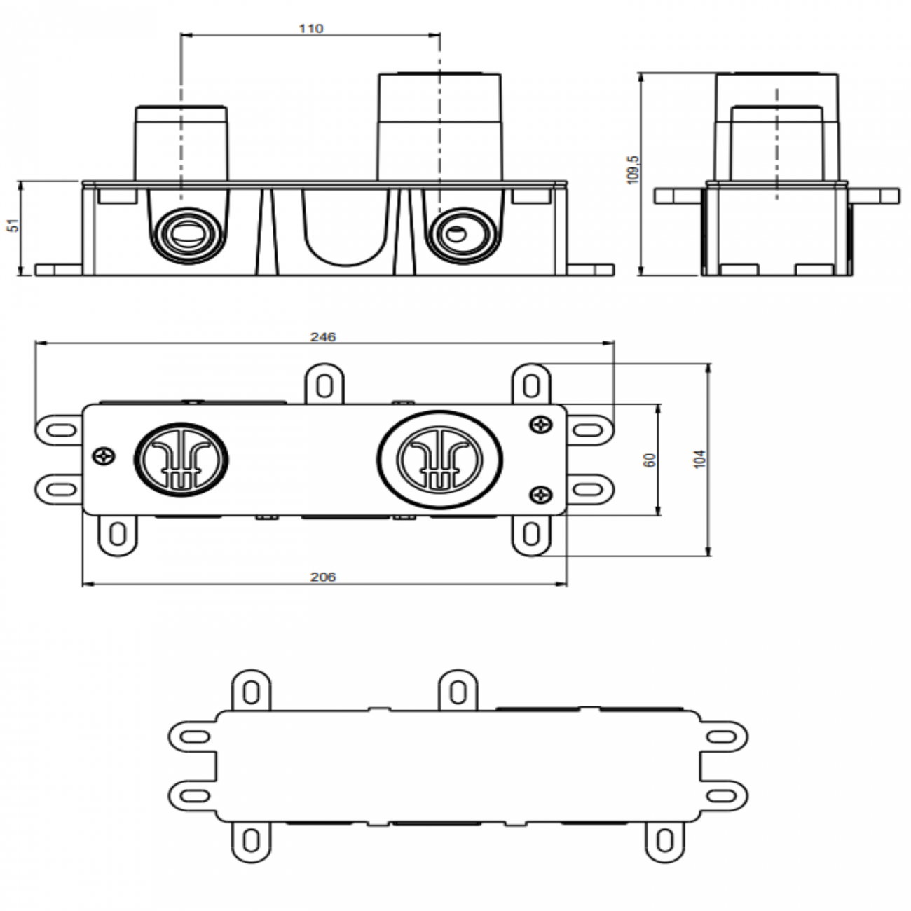 F.lli Frattini Gaia S, Wall-mounted washbasin battery without drain