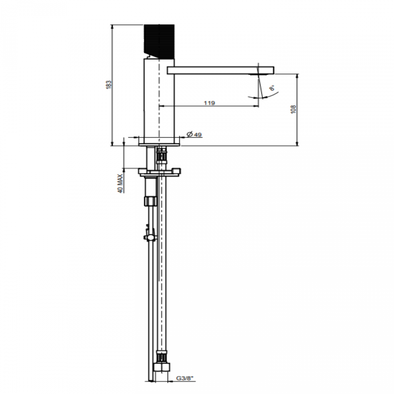 F.lli Frattini Gaia S, Monocomando per lavabo senza scarico