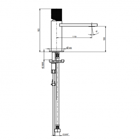 F.lli Frattini Gaia S, Single-lever washbasin mixer without pop-up waste