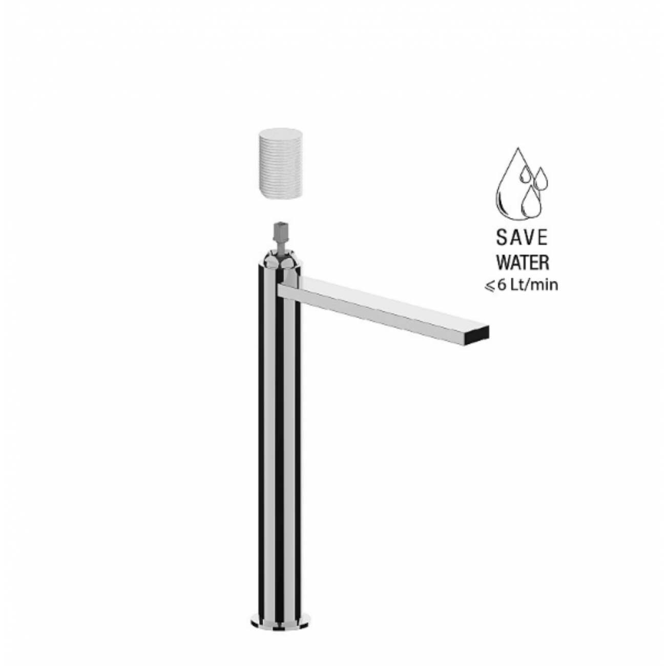 F.lli Frattini Gaia S, High version single-lever washbasin mixer without waste