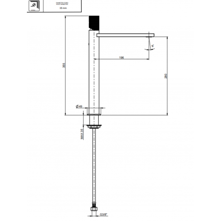 F.lli Frattini Gaia S, Monocomando lavabo modello alto senza scarico