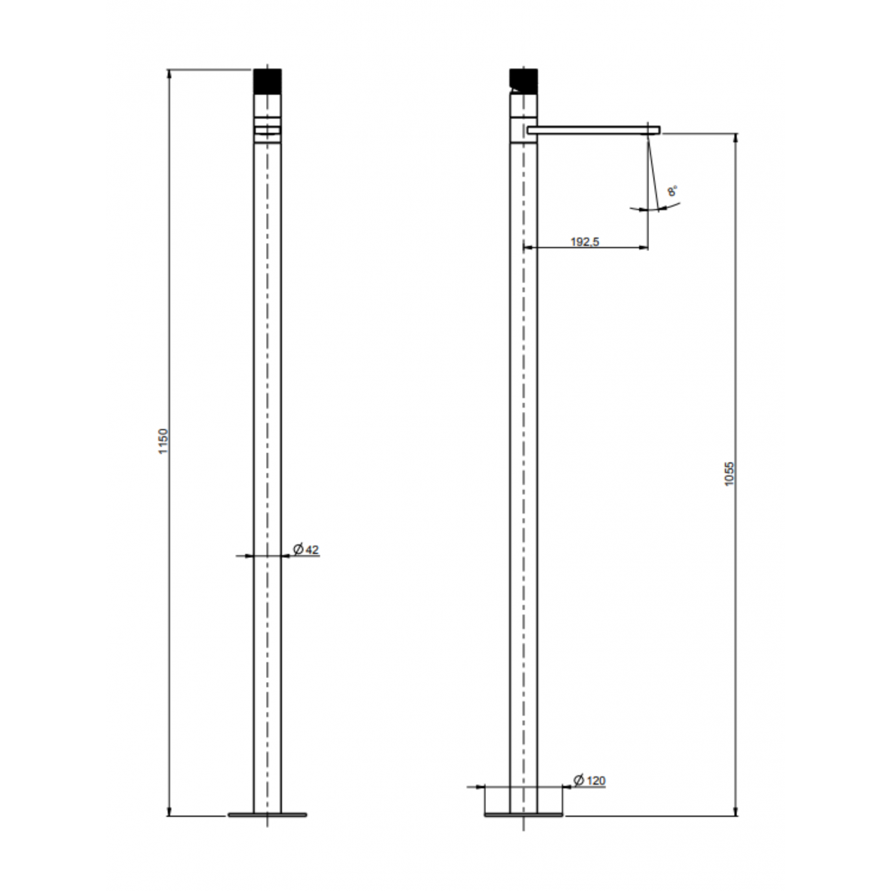 F.lli Frattini Gaia S, Monocomando lavabo a pavimento senza scarico