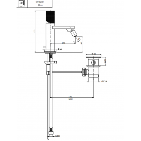 F.lli Frattini Gaia S, Monocomando per bidet con scarico 11/4
