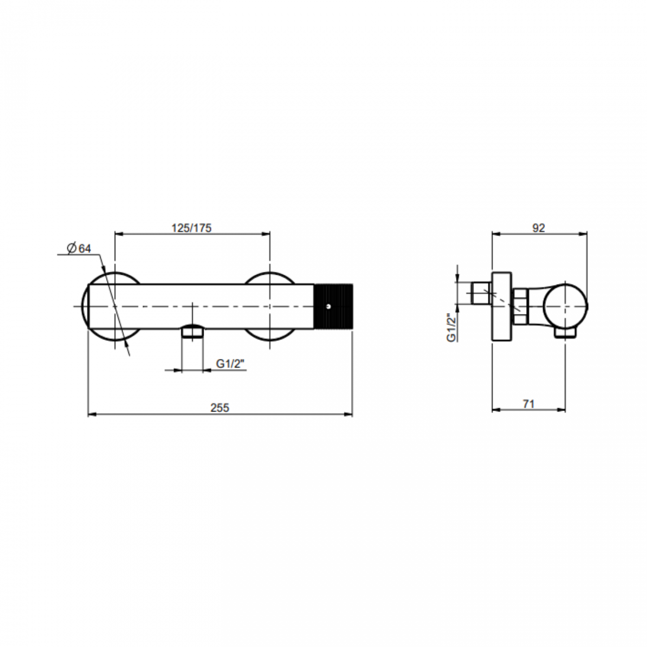 F.lli Frattini Gaia S, External single-lever shower mixer with 1/2 lower connection