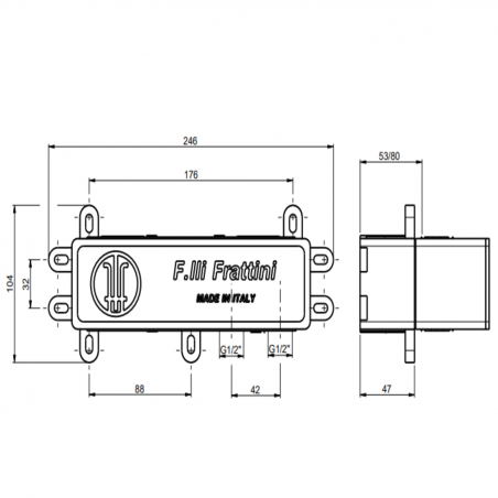F.lli Frattini Gaia S, Built-in single lever with 2-way diverter