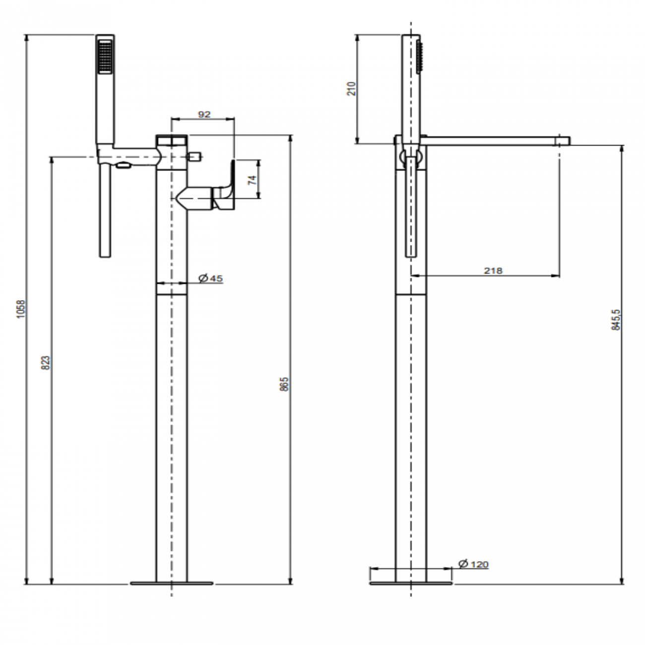 F.lli Frattini Lea, Freistehende Badewanne auf dem Boden