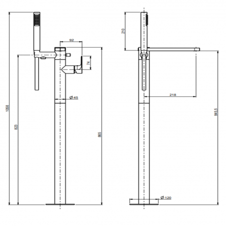 F.lli Frattini Lea, Freistehende Badewanne auf dem Boden