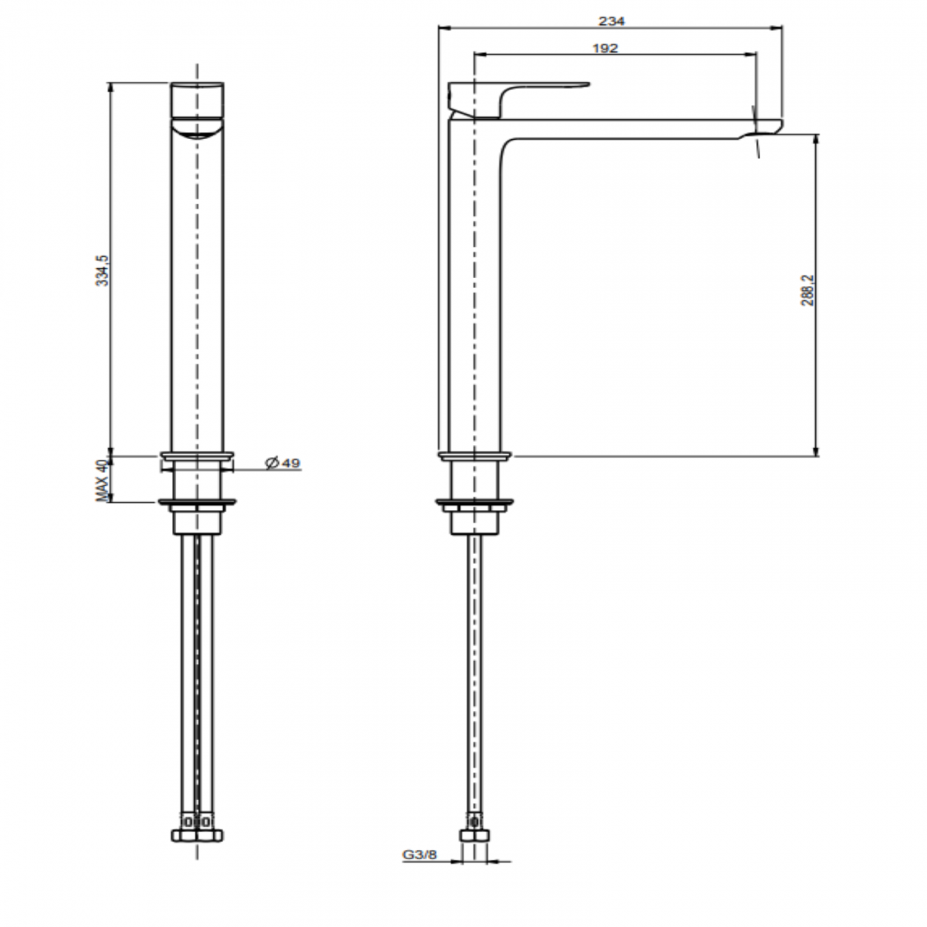 F.lli Frattini Lea, Mitigeur de lavabo haut sans vidage