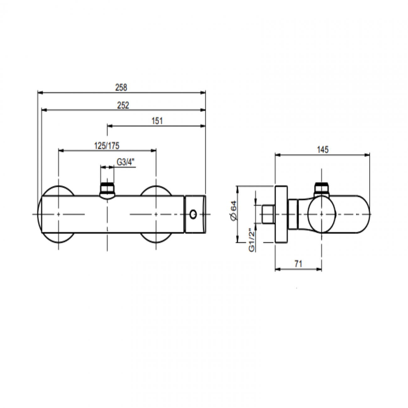 F.lli Frattini Lea, External single lever for shower with 3/4" upper connection