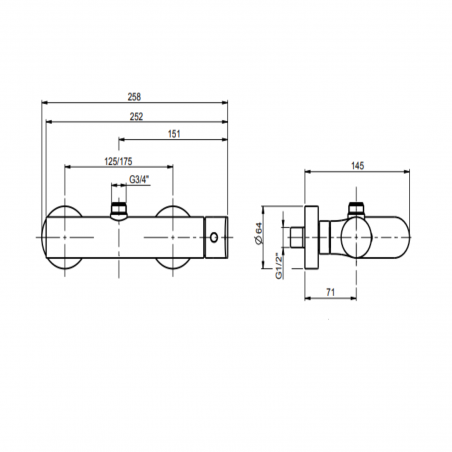 F.lli Frattini Lea, External single lever for shower with 3/4" upper connection