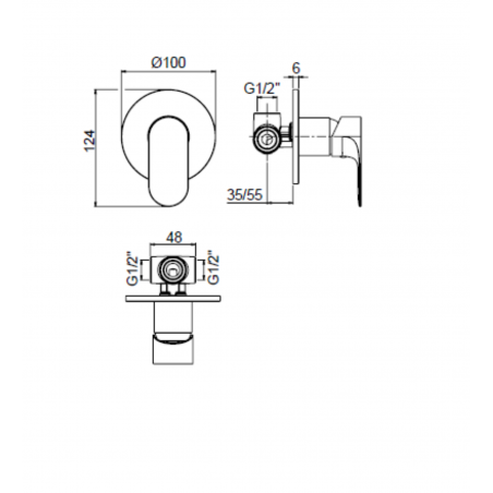 F.lli Frattini Lea, Monocomando incasso per doccia completo, piastra ABS