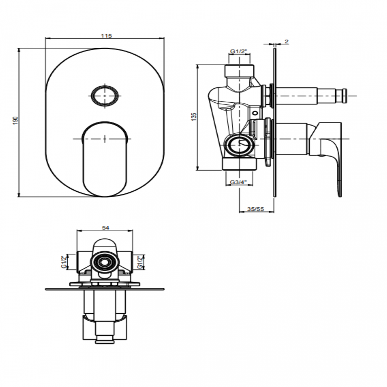 F.lli Frattini Lea, Built-in single lever with diverter