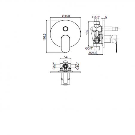 F.lli Frattini Lea, Monocommande encastrée avec déviateur, plaque en ABS
