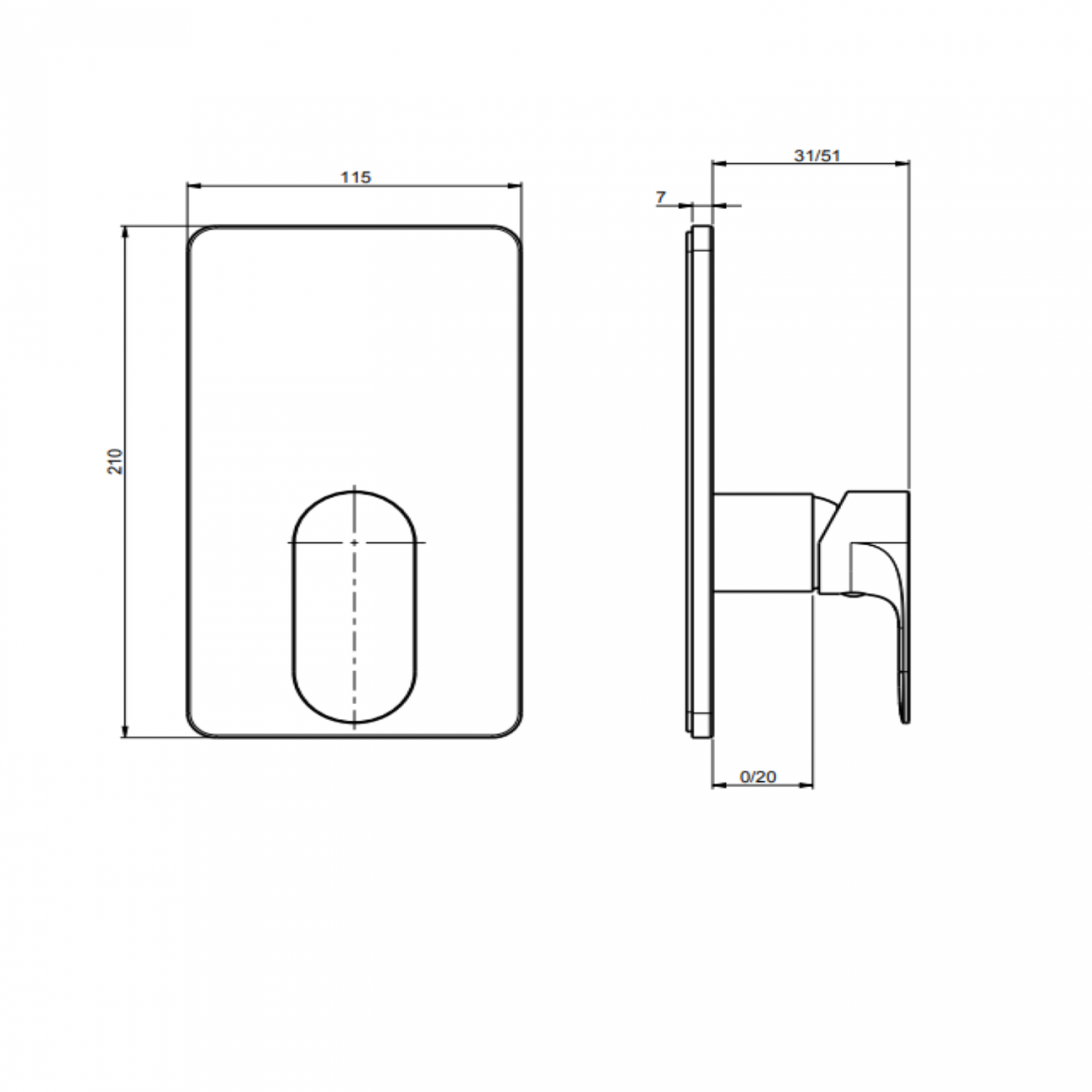 F.lli Frattini Lea, Single lever recessed 1 way, ABS plate