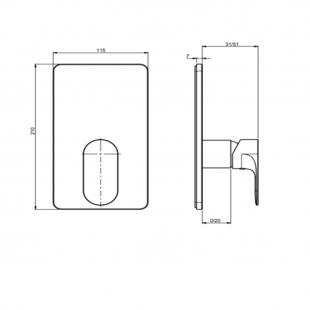 F.lli Frattini Lea, Single lever recessed 1 way, ABS plate