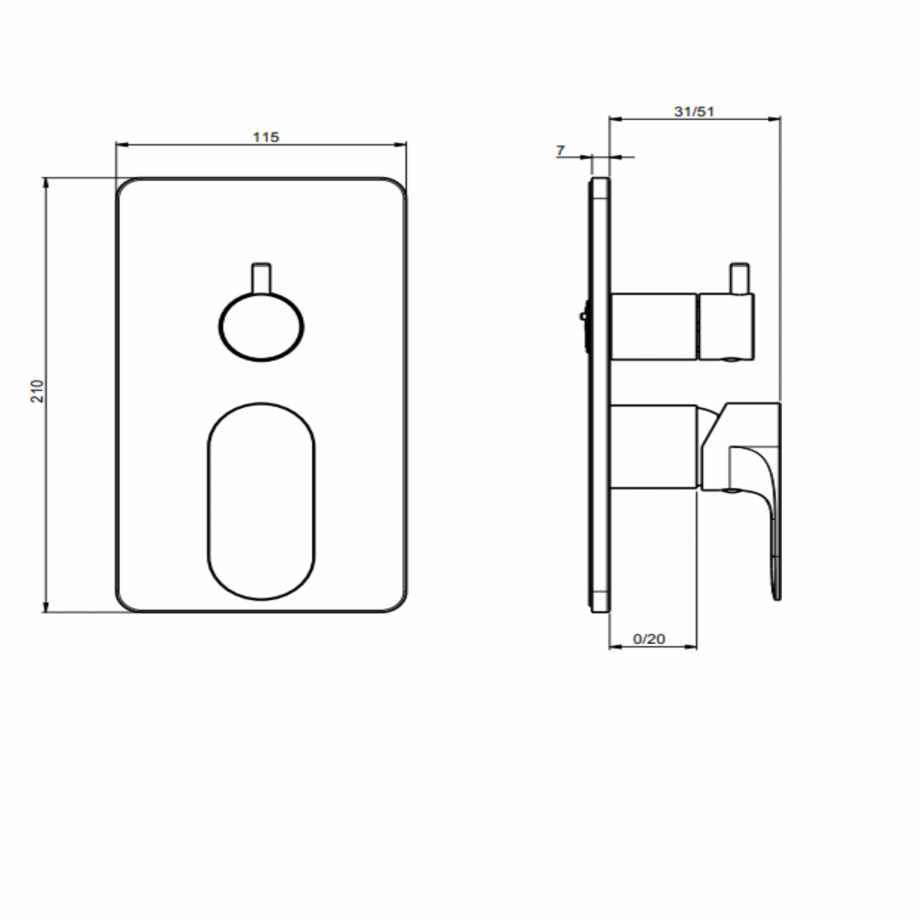 F.lli Frattini Lea, Single-lever recessed 2-way, ABS plate