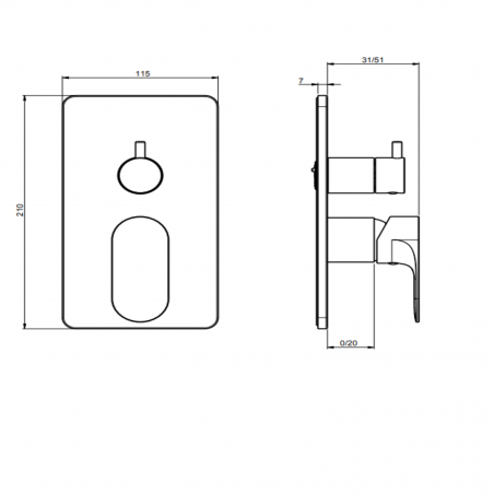 F.lli Frattini Lea, Single-lever recessed 2-way, ABS plate