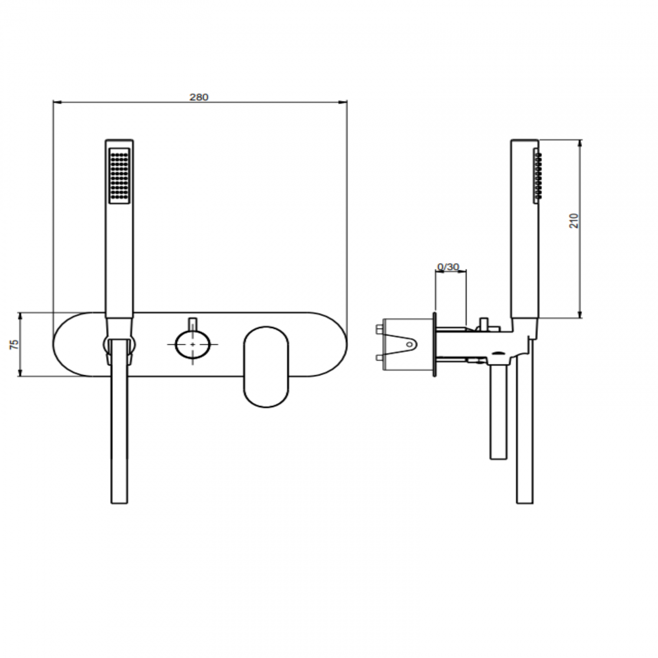 F.lli Frattini Lea,  Monocommande encastré avec déviateur 2 voies avec douche fixe au repos